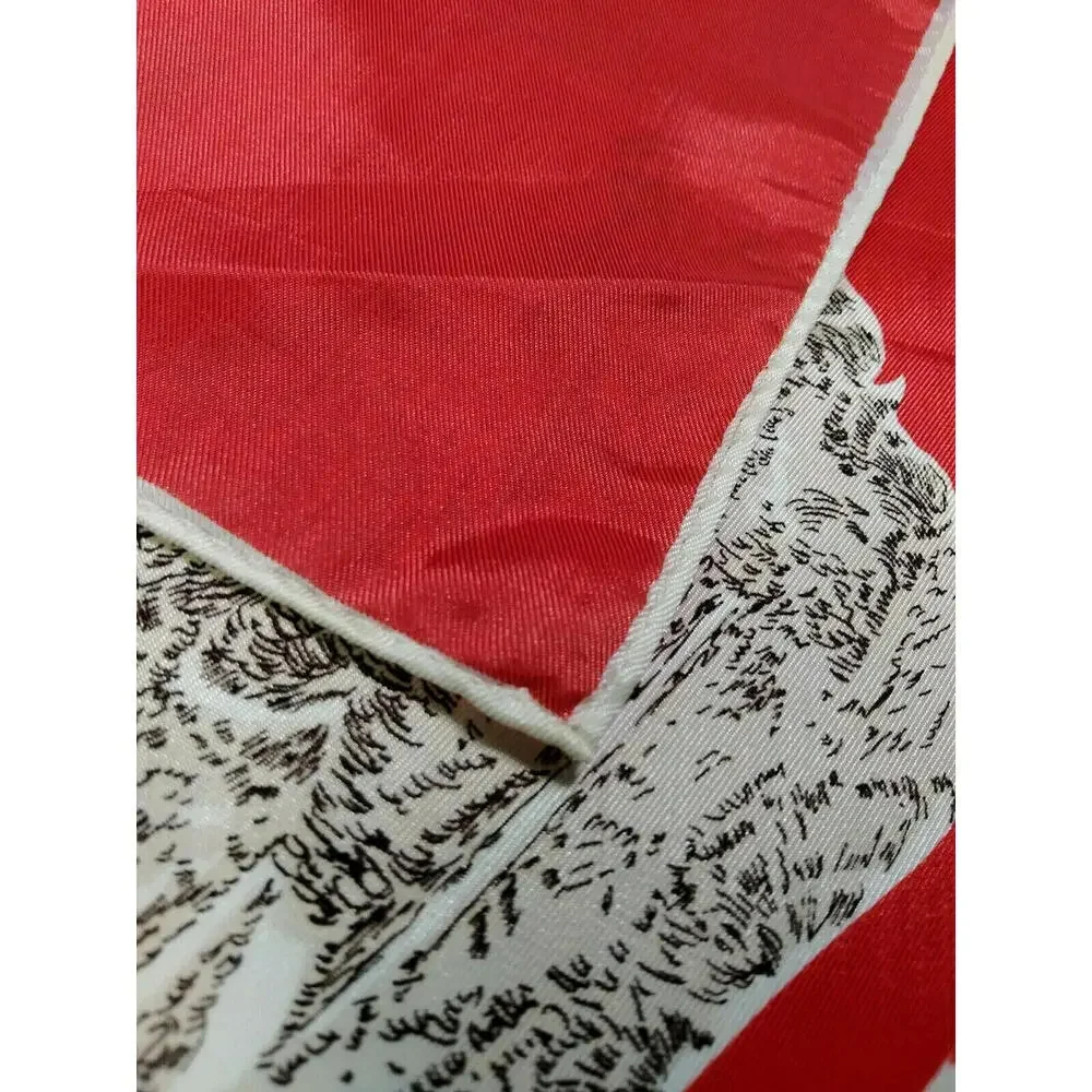 1950s Denmark Red Square Scarf Naked Lady 60s DANMARK LIVGARD TRIACETAT POSTBUD